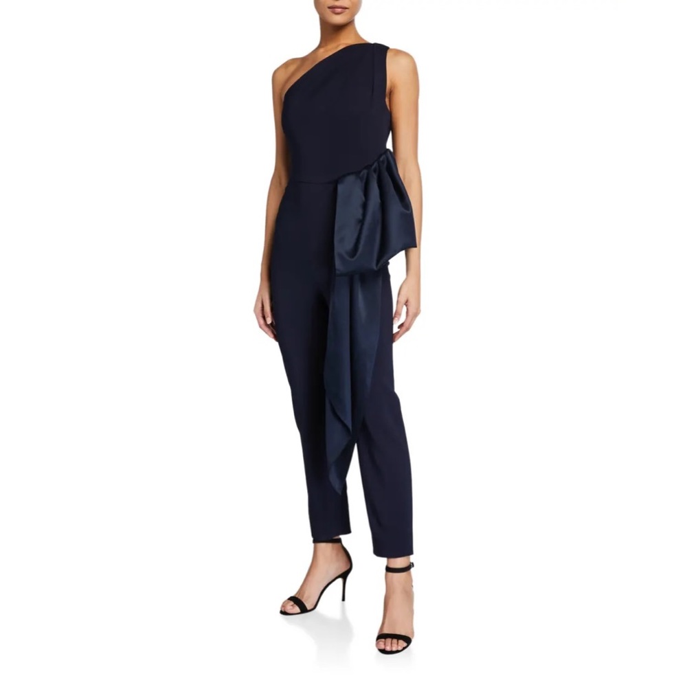 Cushnie one shoulder crepe jumpsuit. Midnight blue. Size 0. New with tags.